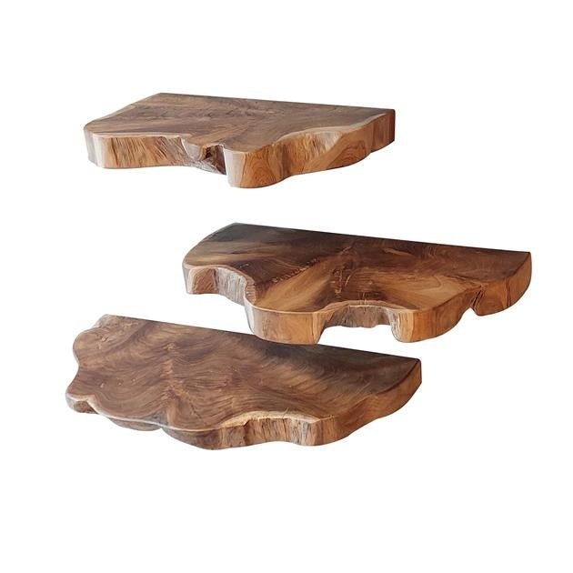 Væghylde Loena DH Interiør Teak LxBxH 58x28x17 Teak Hvid foto set forfra