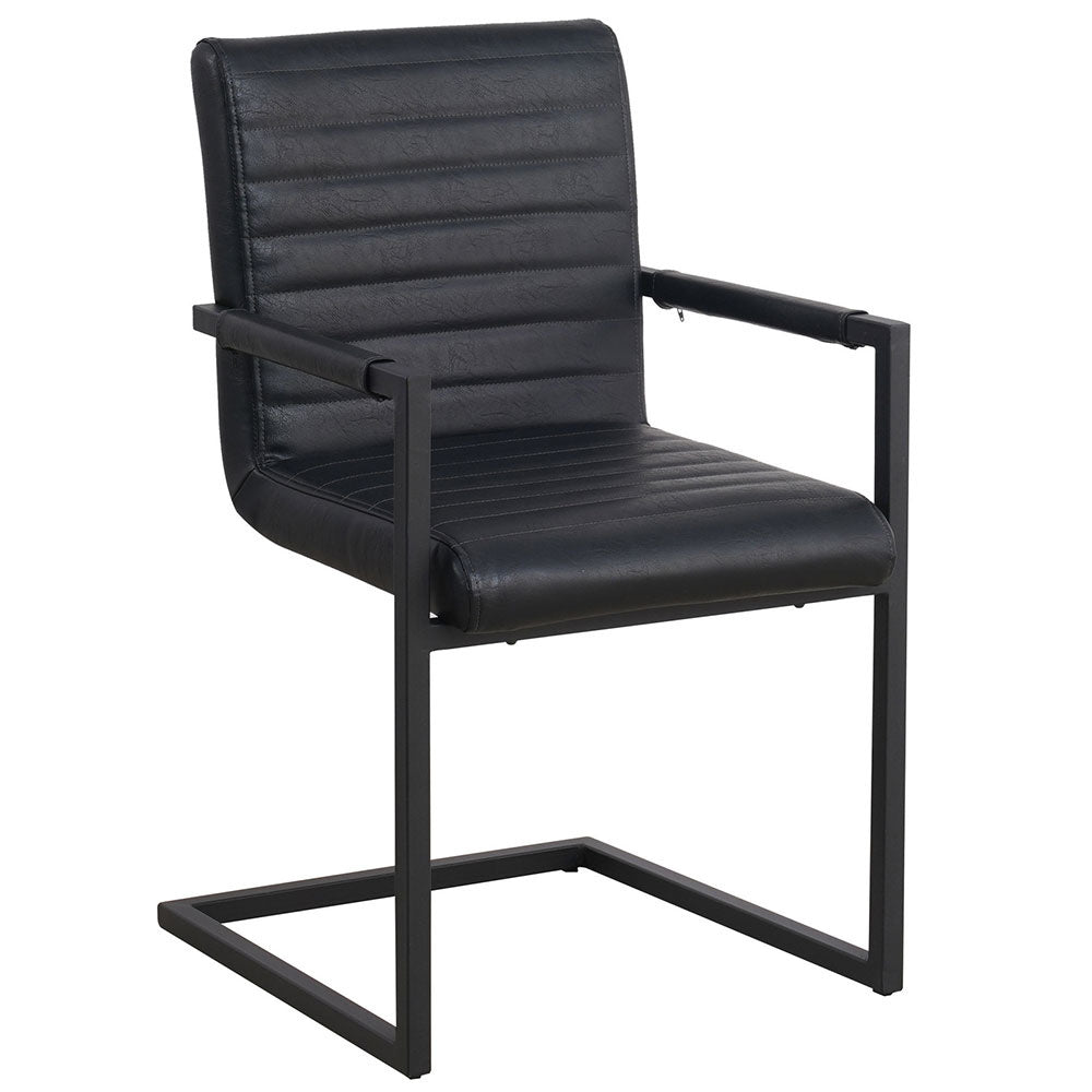 Spisestuestol Kuba Dimehouse Sort LxBxH 71x59x58 Kunstlæder Hvid foto diagonalt set forfra