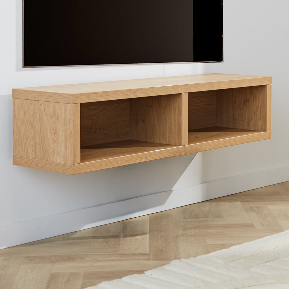 TV Møbler Bernie Rustik Eg Dimehouse Eg LxBxH 126x36x31 Melamin Atmosfærisk foto diagonalt set forfra