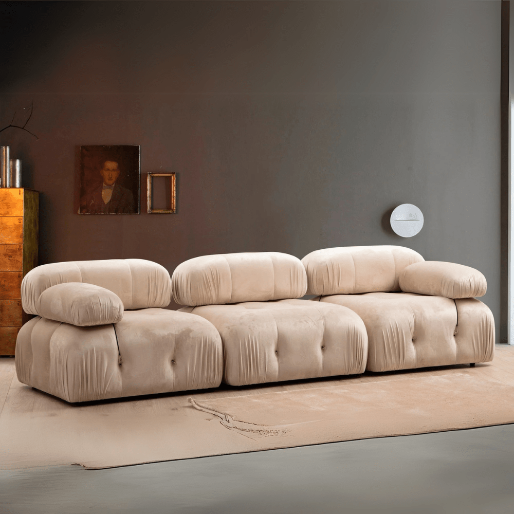 Modulsofa 3-personers Bubble velour beige