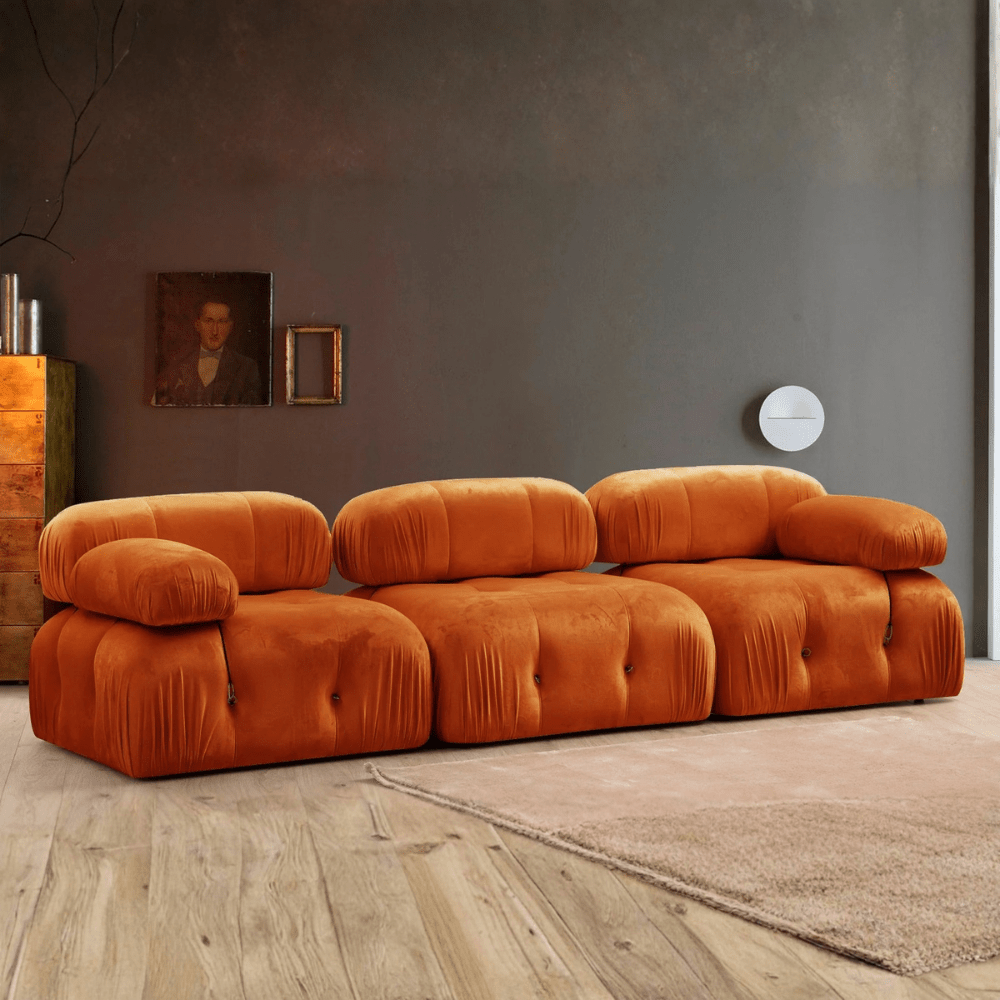 Modulsofa 3-personers Bubble velour orange