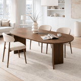 Eettafels - Ovale eettafel walnoot melamine - Japandi - 180x89,5x75 cm - Sota - Dimehouse
