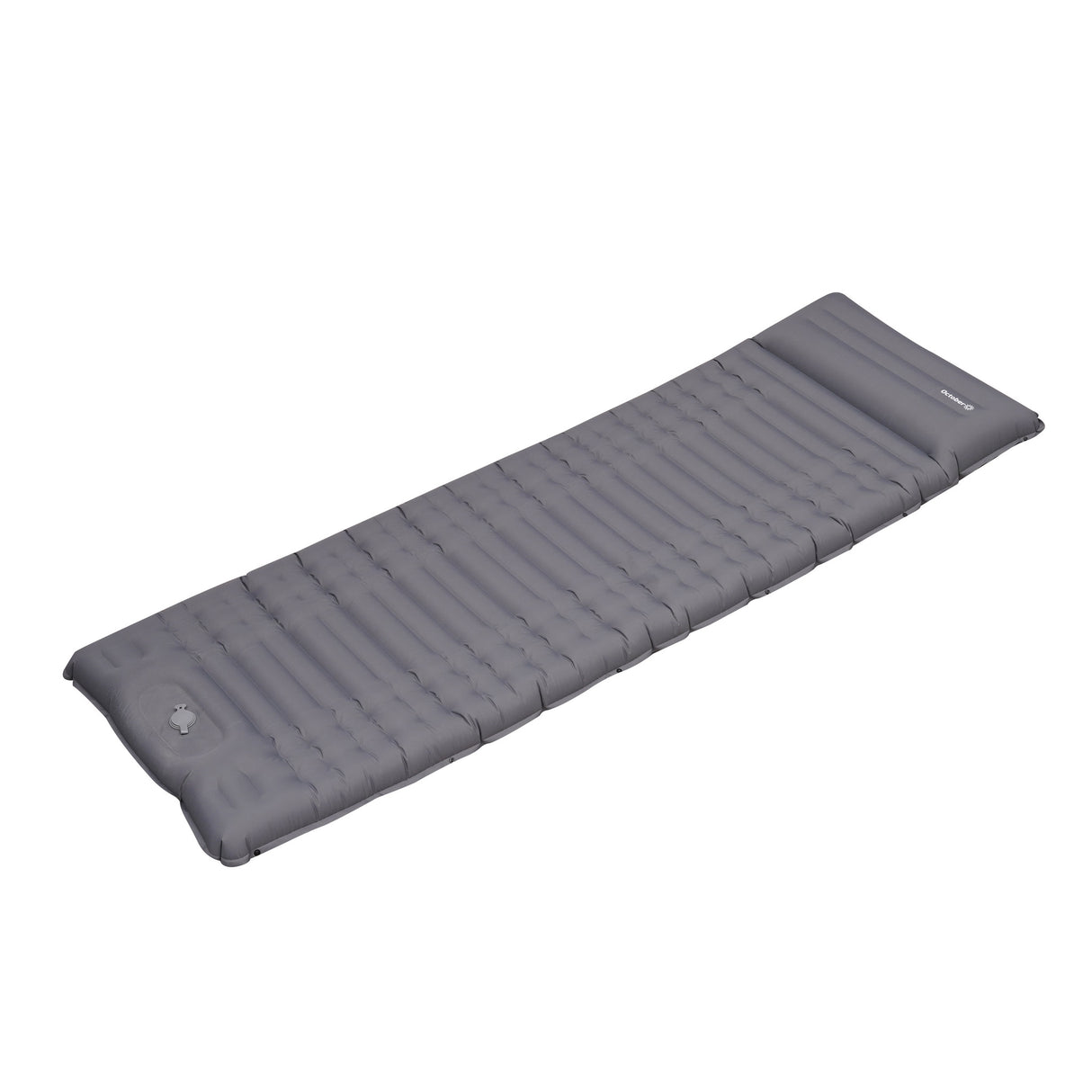 Luftmadras 1 person med indbygget oppustningssystem 205x67x10 cm Dimehouse Grå LxBxH 23x15x15 Nylon Hvid foto diagonalt set forfra
