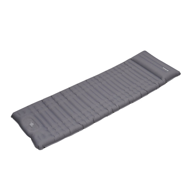 Luftmadras 1 person med indbygget oppustningssystem 205x67x10 cm Dimehouse Grå LxBxH 23x15x15 Nylon Hvid foto diagonalt set forfra