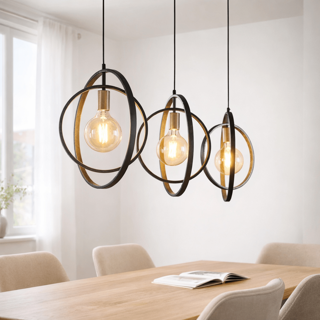 Hængelampe Industriel - sort - rundt metal - Otan 3-light