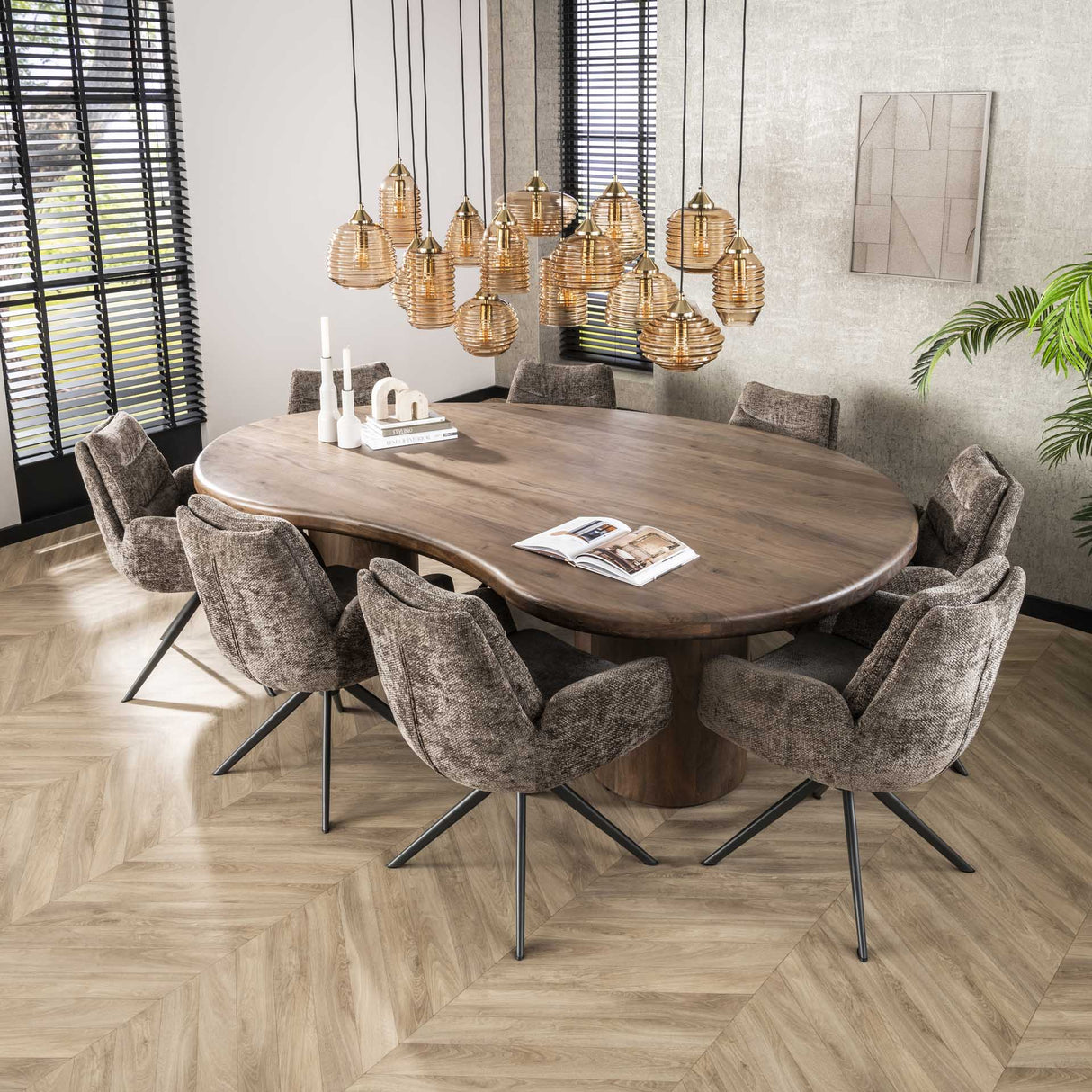 Økologisk formet Spisebord Alo Acacia Træ Brun 240x160 cm