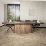 Eettafels - Deens Ovale Eettafel Alo Acaciahout Bruin 300x120 cm - Dimehouse