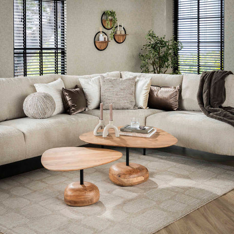 Salontafels - Salontafel set van 2 Mosi Organisch Acaciahout Naturel - Dimehouse