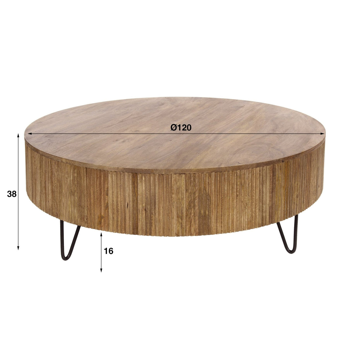 Ronde salontafel mangohout Ø120 cm - Zandkleur