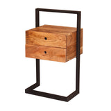 Sengebord Camila 2L DH Interiør Akacie LxBxH 82x50x30 Akacietræ Hvid foto diagonalt set forfra