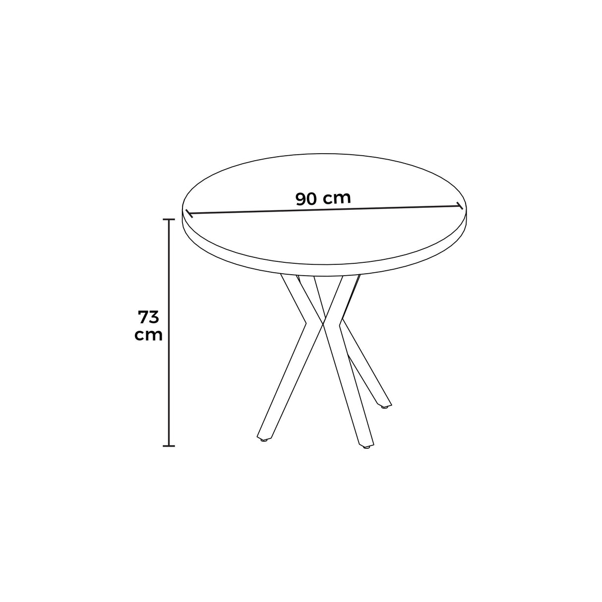 Agnes spisebord barok sort oval 90 cm Melaminbelagt trækomposit