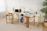 Bureaus - Studie bureau Melamine 240x60 cm Twin Study Desk wit en goud White Gold - Dimehouse