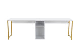 Bureaus - Studie bureau Melamine 240x60 cm Twin Study Desk wit en goud White Gold - Dimehouse