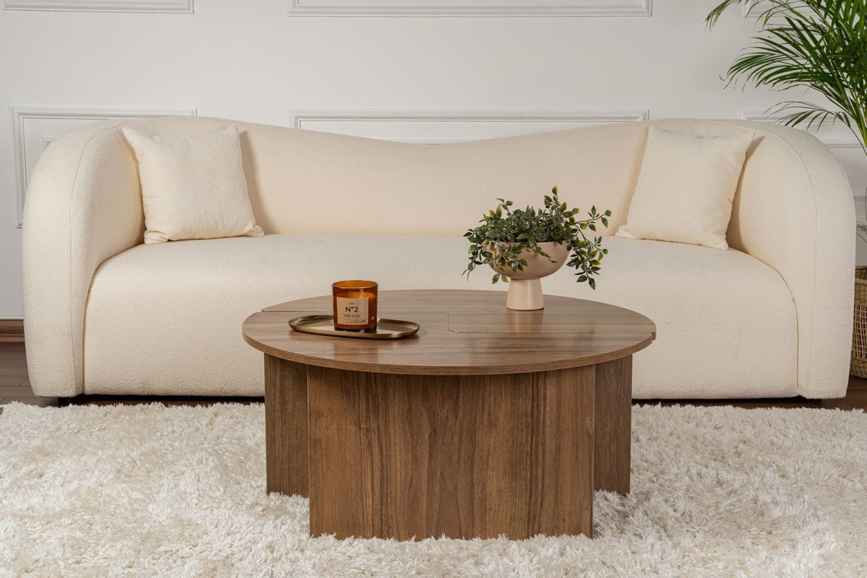 Ronde Salontafel Moari Walnoot Melamine 90 cm