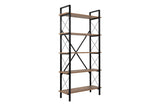 Industriële Boekenkast Ely Atlantisch Dennenhout Melamine - Zwart Frame - 180x90 cm