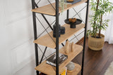 Industriële Boekenkast Ely Eiken Melamine - Zwart Frame - 180x90 cm