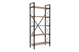 Industriële Boekenkast Ely Eiken Melamine - Zwart Frame - 180x90 cm