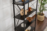 Industriële Boekenkast Ely Zwart Hout - Zwart Frame - 180x90 cm