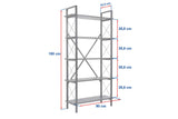 Industriële Boekenkast Ely Wit Hout Melamine - Zwart Frame - 180x90 cm