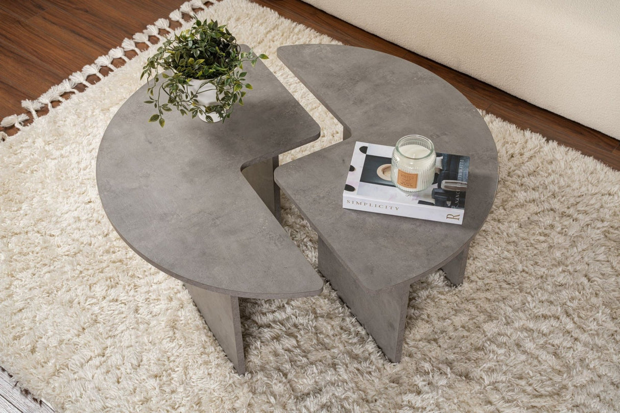 Ronde Salontafel Moari Beton Look Grijs Melamine 90 cm