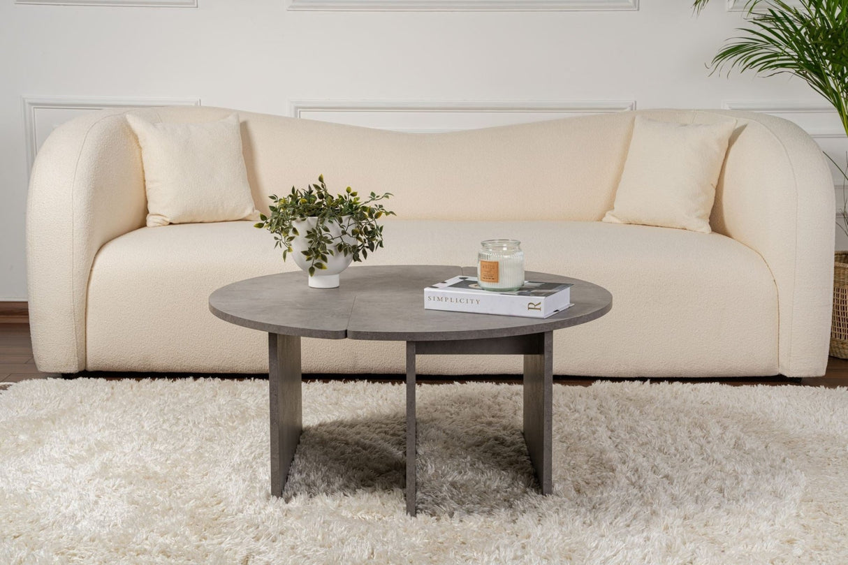 Ronde Salontafel Moari Beton Look Grijs Melamine 90 cm