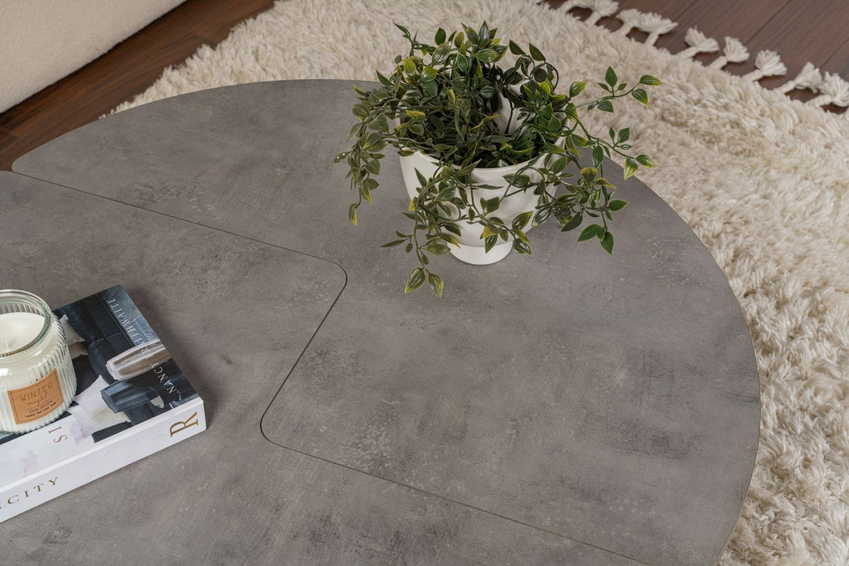 Ronde Salontafel Moari Beton Look Grijs Melamine 90 cm