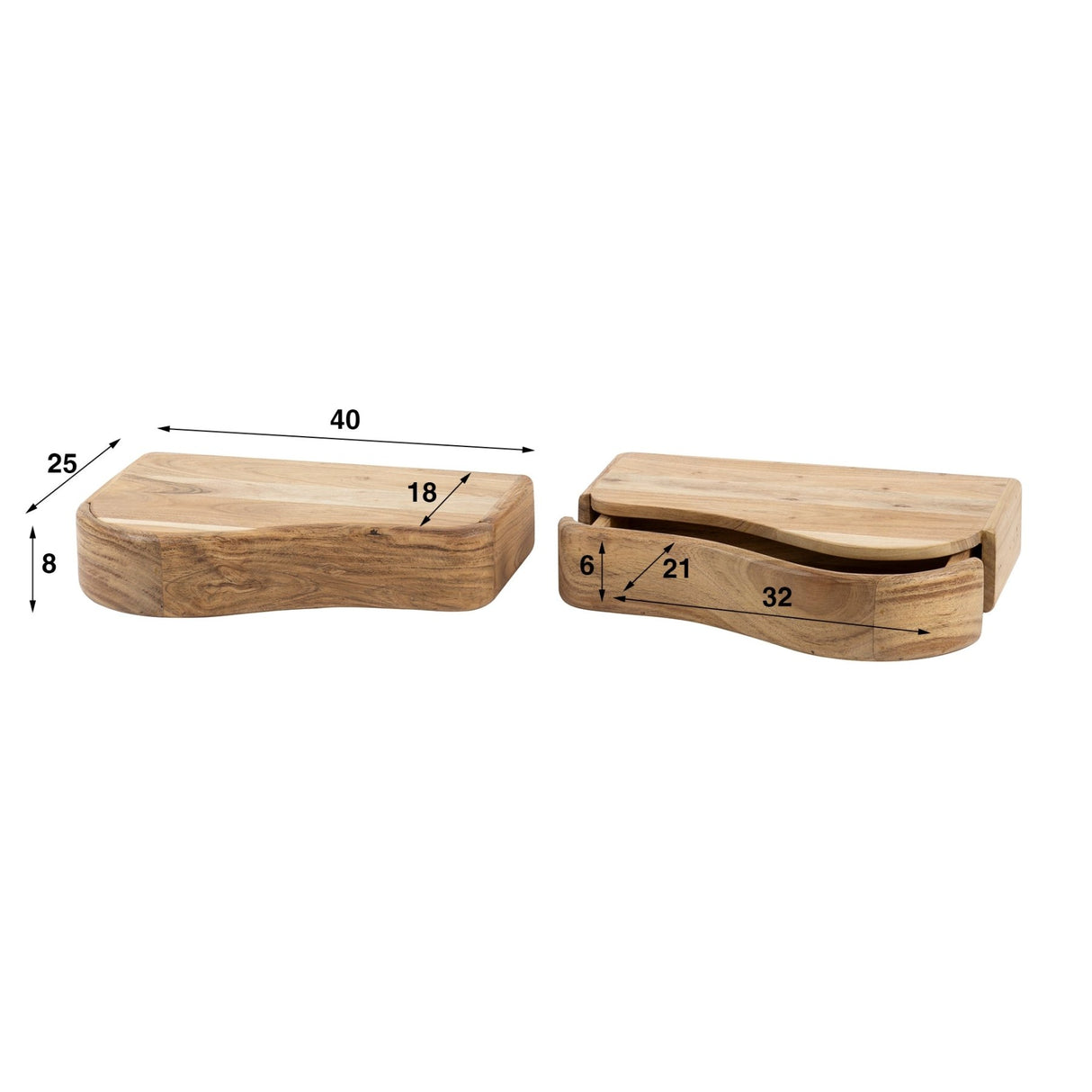 Acacia væg-nattavler Nova L/R (sæt af 2) 