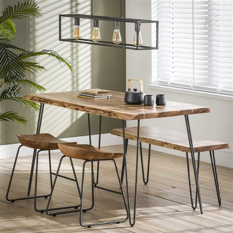 Sæt med 2 industrielle lave skamler Acacia Wood Novi - Sædehøjde 52 cm - Uden ryglæn