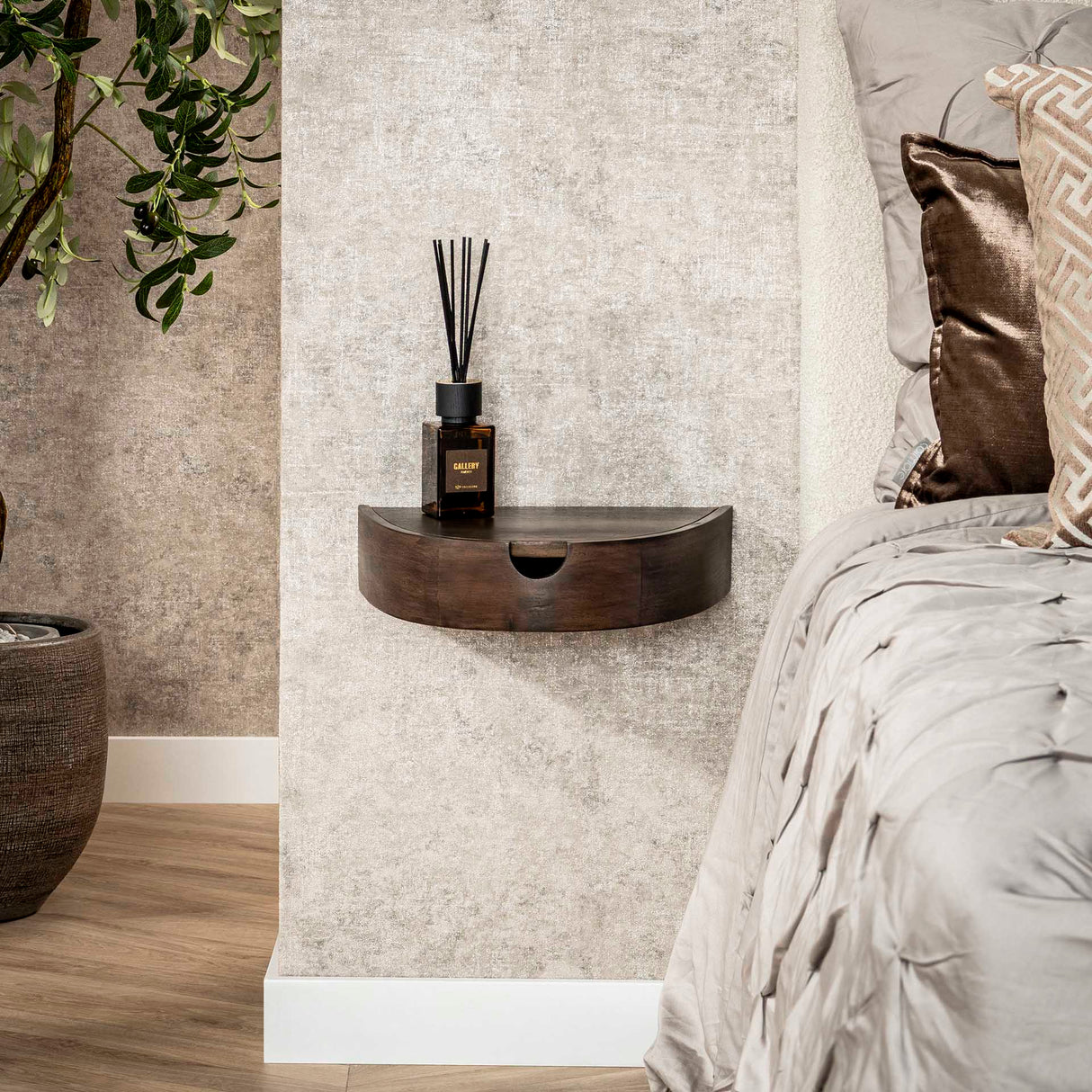 Zwevende Halfronde Nachtkastjes Set 2 – Acacia