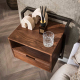 Nattbord Solace 1-skuffe massiv akacie drift brun 