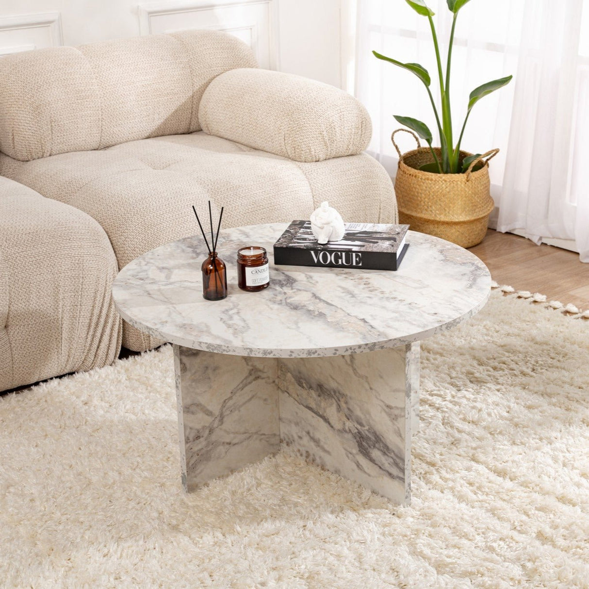 Rundt Sofabord Armo Marmorlook 80 cm 