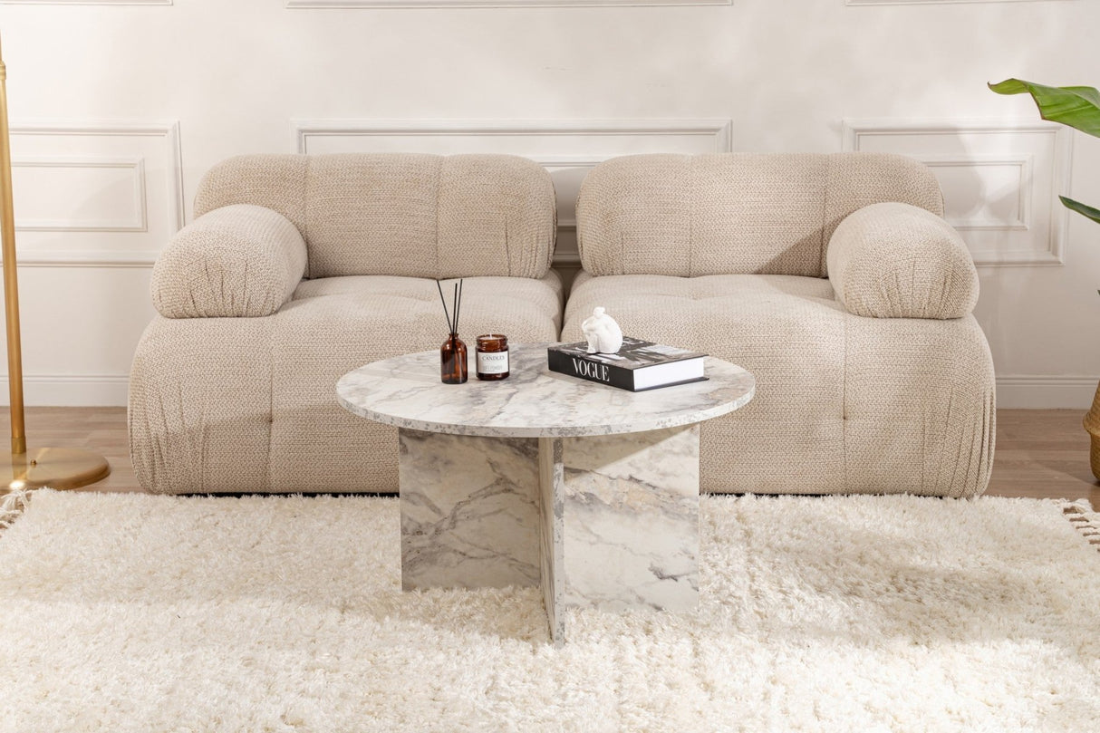 Rundt Sofabord Armo Marmorlook 80 cm 