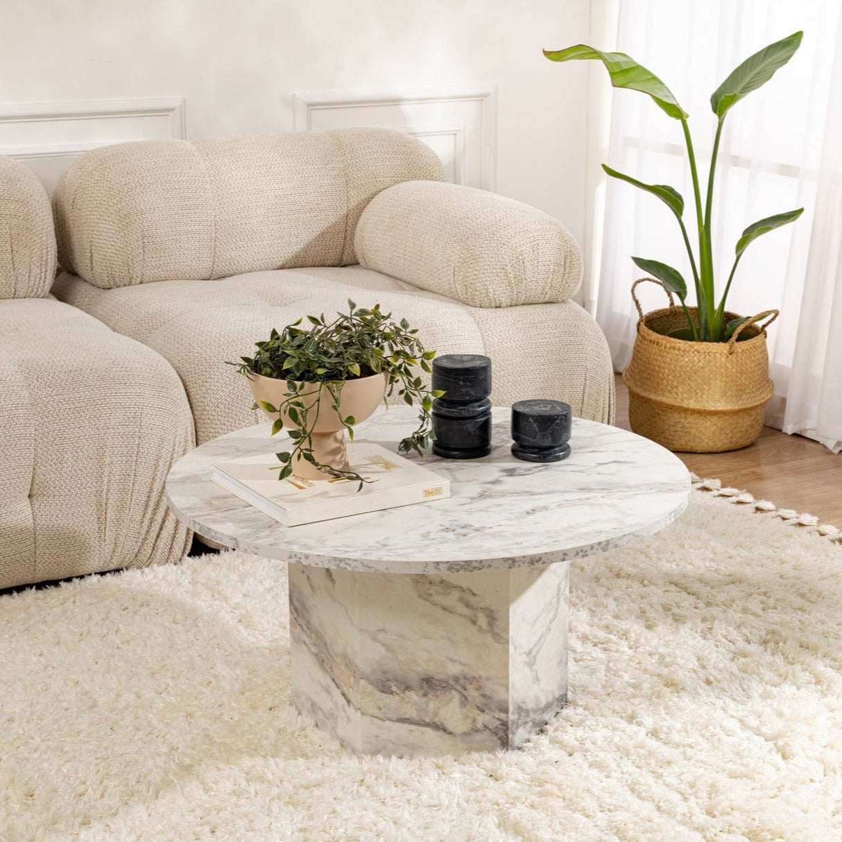 Rundt Sofabord Vano Marmorlook 80 cm 