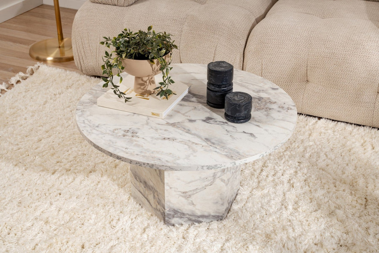 Rundt Sofabord Vano Marmorlook 80 cm 