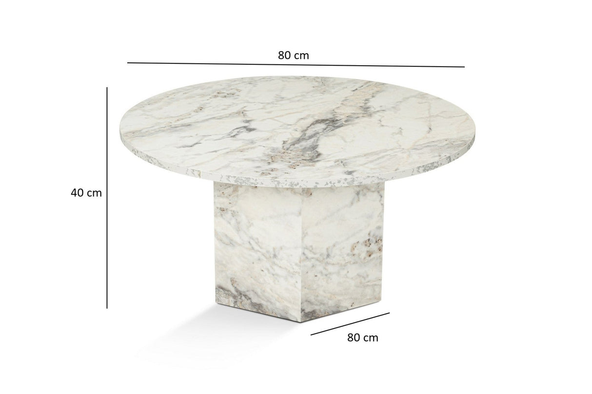 Rundt Sofabord Vano Marmorlook 80 cm 