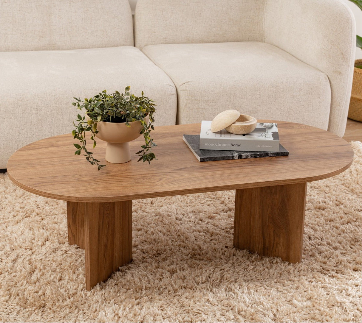 Ovale Salontafel Houtlook - 120x60