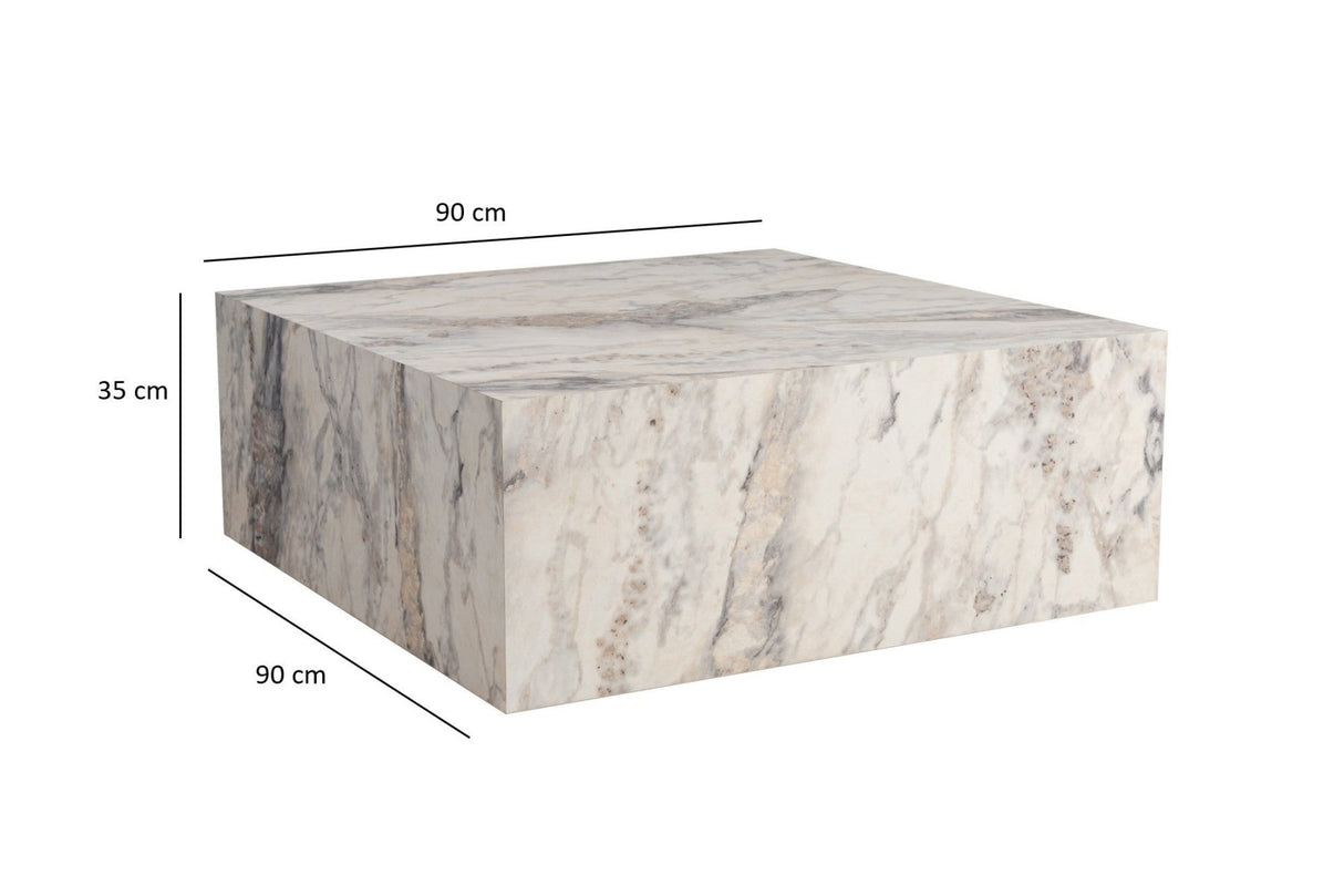 Moderne Salontafel Vierkant 90x90 cm Marmerlook Prasmi