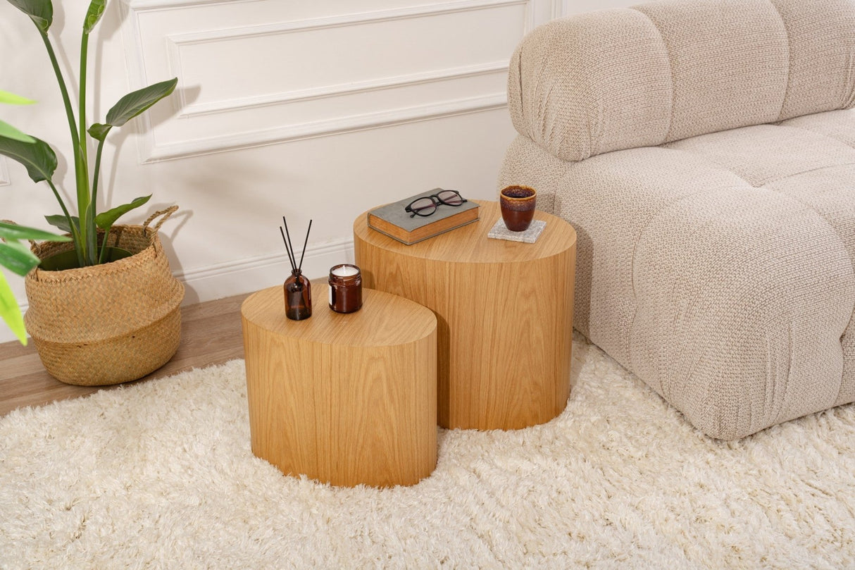 Salontafel Set van 2 Ileps Eikenhout look - 34x40 / 25x33 cm