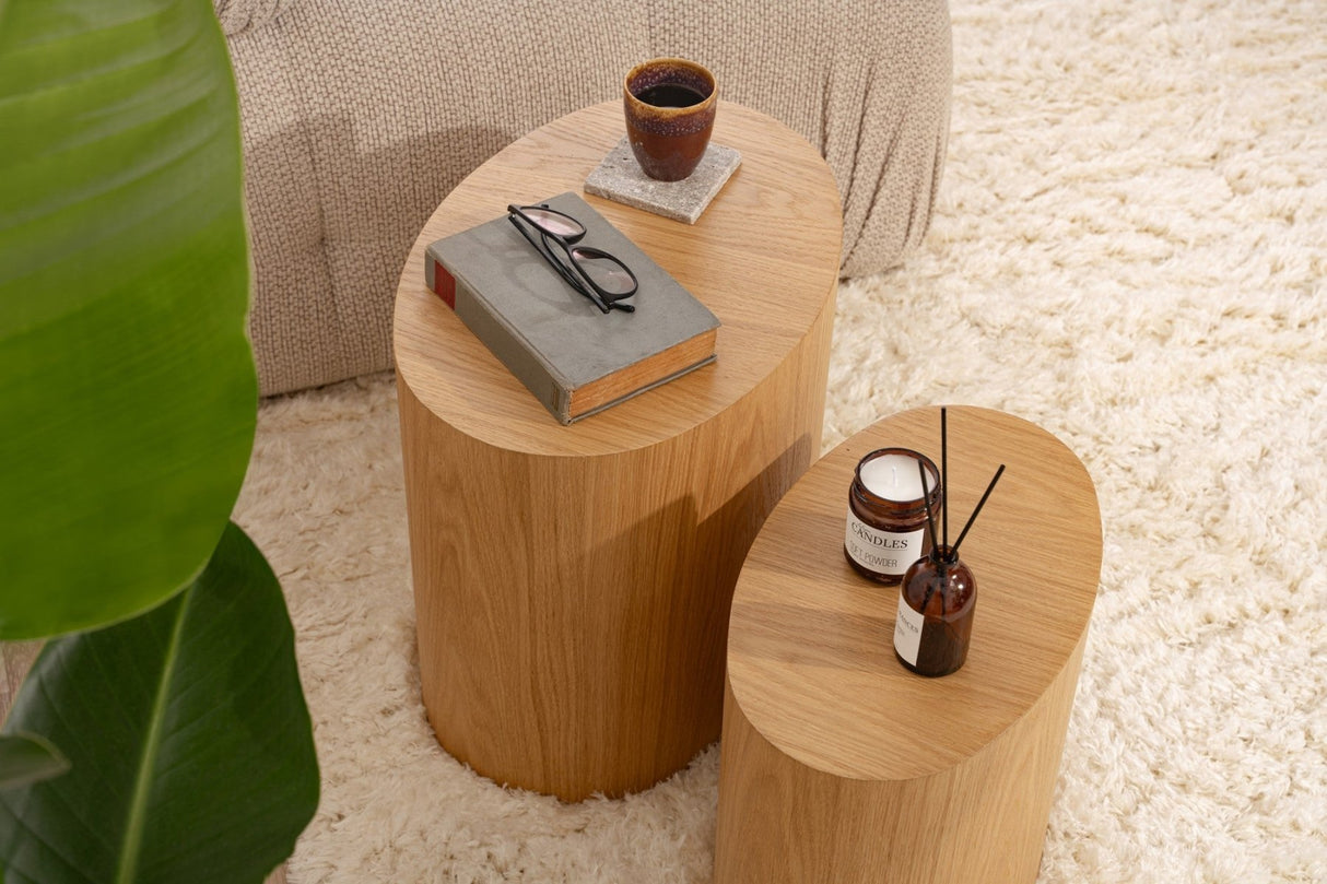 Salontafel Set van 2 Ileps Eikenhout look - 34x40 / 25x33 cm
