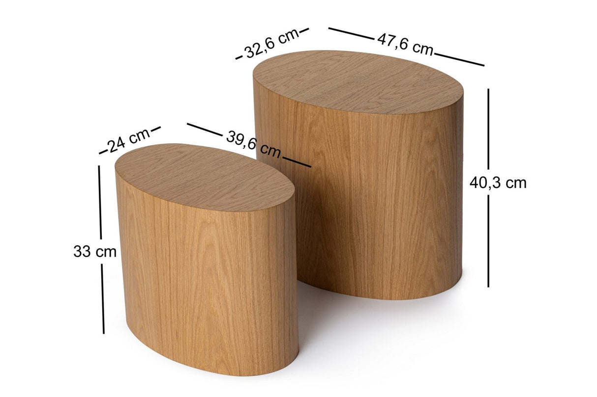 Salontafel Set van 2 Ileps Eikenhout look - 34x40 / 25x33 cm