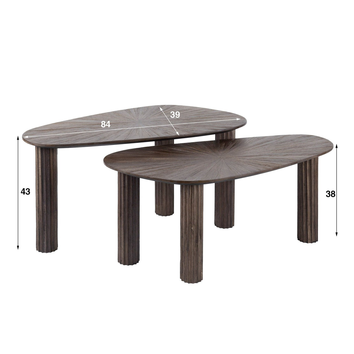 Salontafels - Salontafel set van 2 Myla Organisch Teakhout Bruin - Japandi - Dimehouse