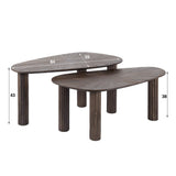 Salontafels - Salontafel set van 2 Myla Organisch Teakhout Bruin - Japandi - Dimehouse