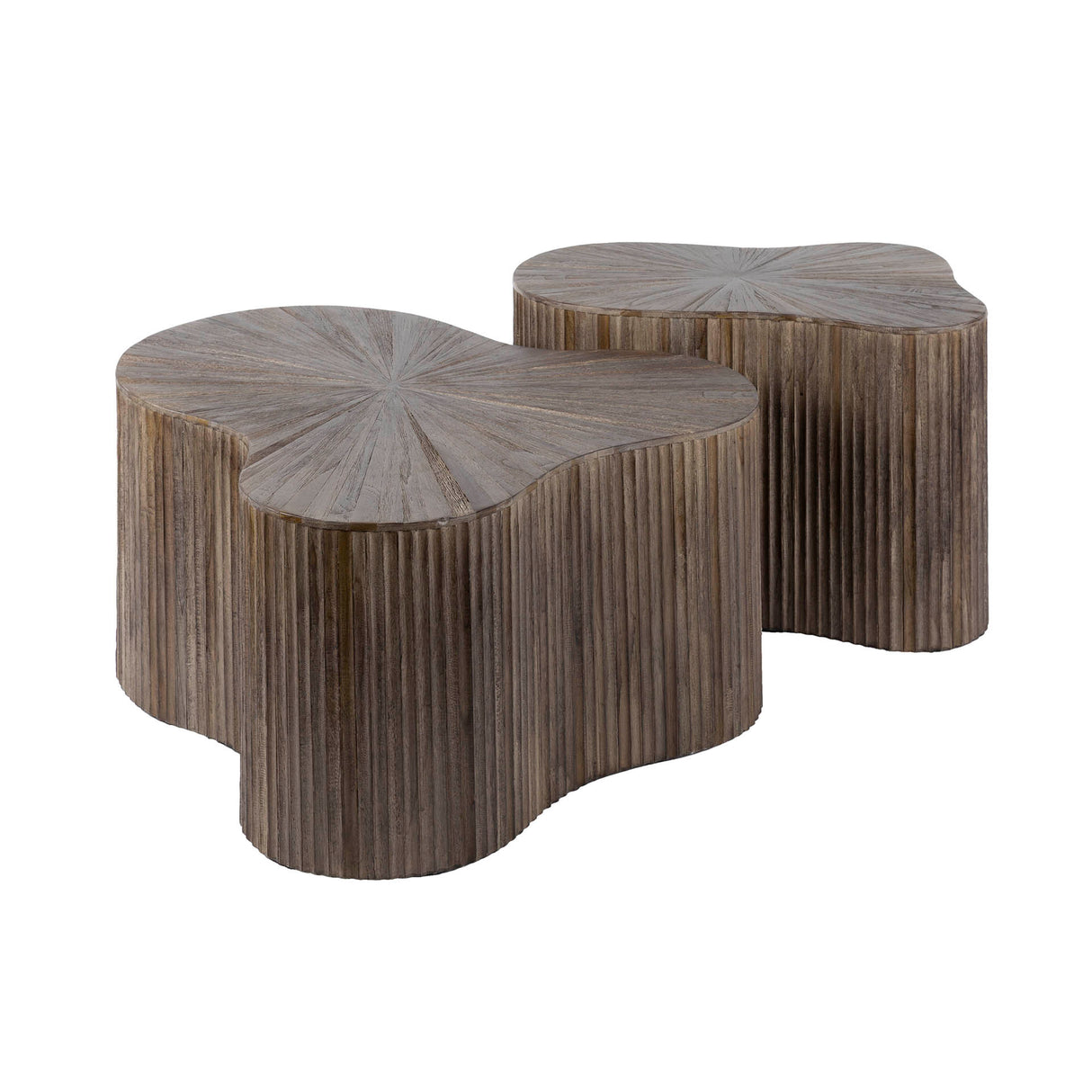 Salontafels - Salontafel set van 2 Myla Organische vorm Teakhout Bruin - Japandi - Dimehouse