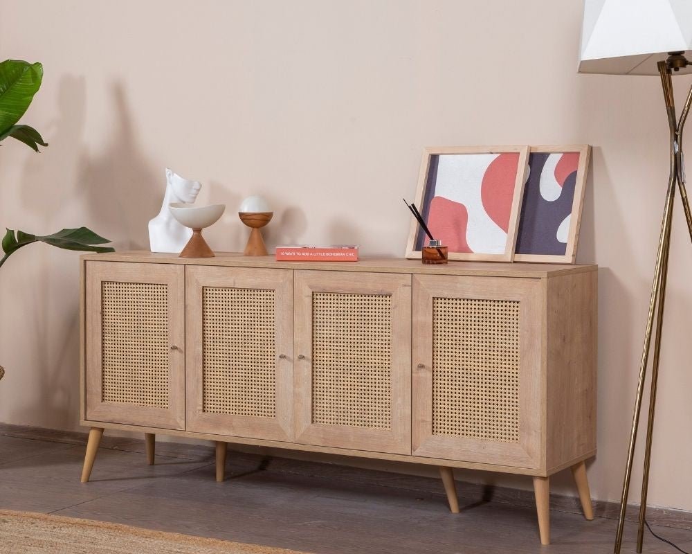 Calvin opbergkast met soft-close 180 cm Eikenlook Melamine gecoat houtcomposiet, MDF