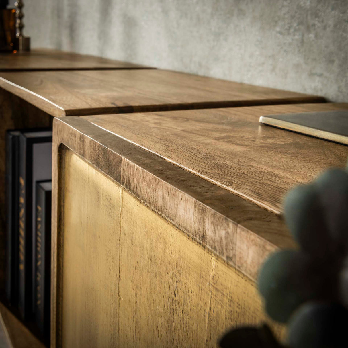 Hangend Dressoir Maceo - Mangohout Zand met Brass Accent 169 cm