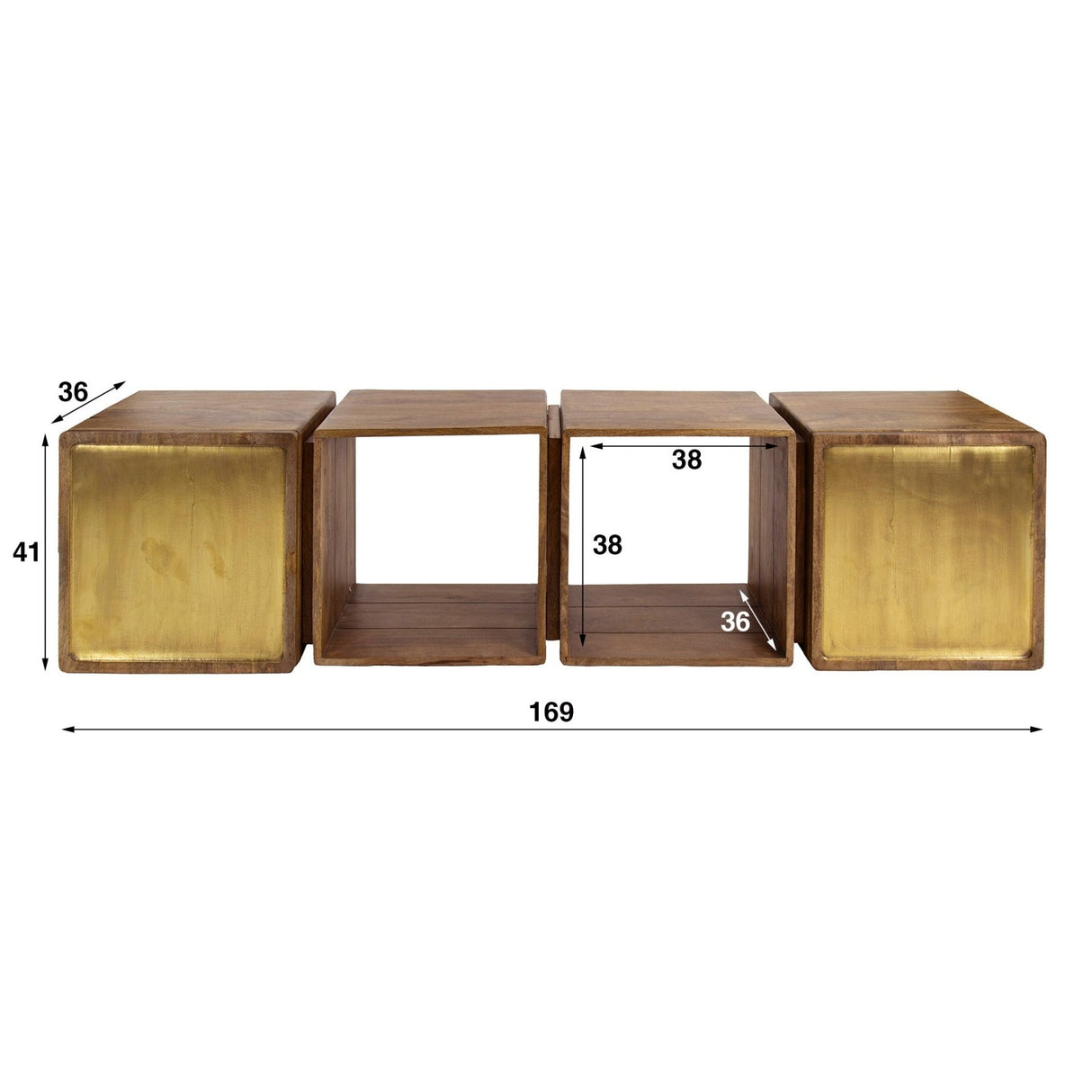 Hangend Dressoir Maceo - Mangohout Zand met Brass Accent 169 cm