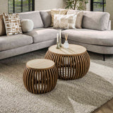 Vento Curve Sofabord Ø75 massiv mangoh sand sæt af 2 