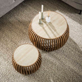 Vento Curve Sofabord Ø75 massiv mangoh sand sæt af 2 