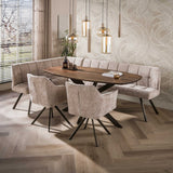 Eettafels - Deens ovale eettafel walnoot bruin massief acaciahout Tavon 180x95 cm - Dimehouse
