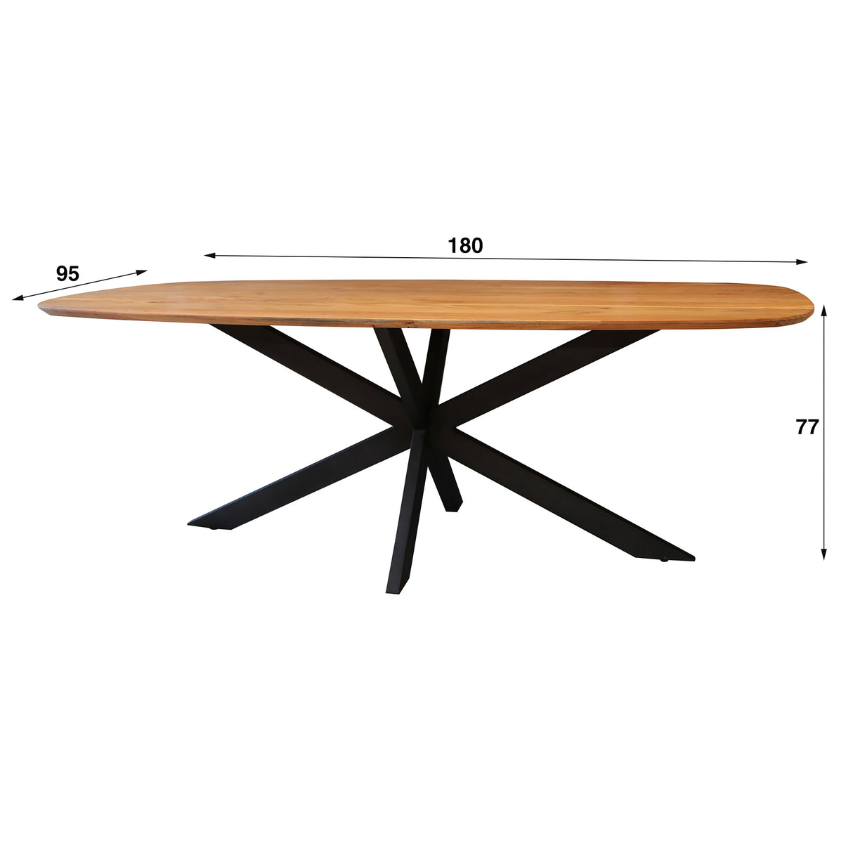 Eettafels - Deens Ovaal Eettafel Tavon Acaciahout 180x95 cm - Dimehouse